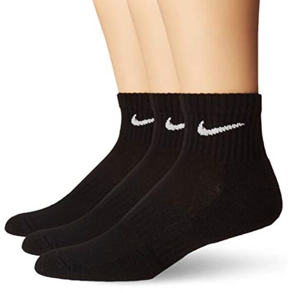 NWT Nike Unisex Everyday Cushioned Training Ankle Socks (3 Pairs), Black/White,L - Picture 1 of 1